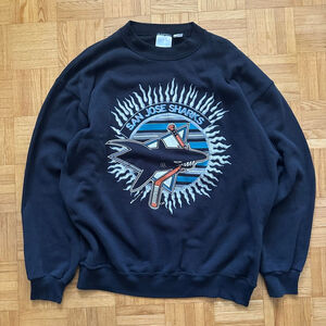 Vintage 90s San Jose Sharks Sweatshirt Logo NHL Size Large